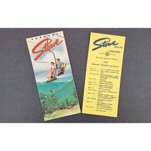 Vintage 1962 Stowe Vermont Travel Brochure Events Guide Colorful Lithograph Ski